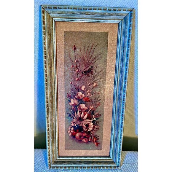 Set of 2 Vintage MCM Roberto Framed Butterfly Flower Botanical Prints Litho - Picture 4 of 15